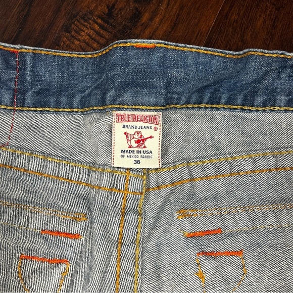 True Religion Ricky Big T Blue Straight Fit Denim Jeans size 36 Vintage Y2K - Picture 9 of 12